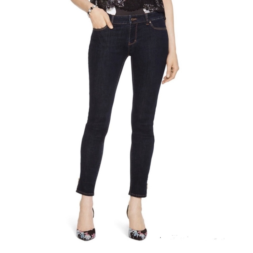 WHBM Dark Blue Wash Skimmer Ankle Zip Denim Jeans Size 6
